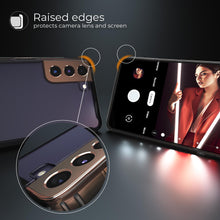 Ladda upp bild till gallerivisning, Moozy Xframe Shockproof Case for Samsung S21 5G and 4G - Black Rim Transparent Case, Double Colour Clear Hybrid Cover with Shock Absorbing TPU Rim