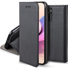 Lade das Bild in den Galerie-Viewer, Moozy Case Flip Cover for Xiaomi Redmi Note 10 and Redmi Note 10S, Black - Smart Magnetic Flip Case Flip Folio Wallet Case