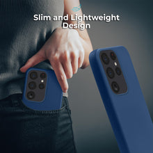 Load image into Gallery viewer, Moozy Lifestyle. Silicone Case for Samsung S23 Ultra, Midnight Blue - Liquid Silicone Lightweight Cover with Matte Finish and Soft Microfiber Lining, Premium Silicone Case