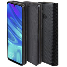 Afbeelding in Gallery-weergave laden, Moozy Case Flip Cover for Huawei P Smart 2019, Honor 10 Lite, Black - Smart Magnetic Flip Case with Card Holder and Stand