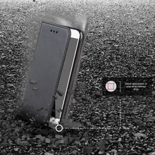 Ladda upp bild till gallerivisning, Moozy Case Flip Cover for Huawei P10, Black - Smart Magnetic Flip Case with Card Holder and Stand