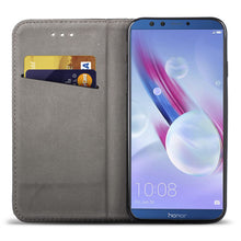 Load image into Gallery viewer, Moozy Case Flip Cover for Huawei Honor 9 Lite, Black - Smart Magnetic Flip Case with Card Holder and Stand