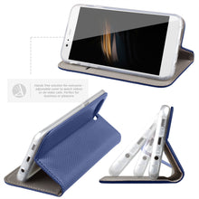 Ladda upp bild till gallerivisning, Moozy Case Flip Cover for Huawei P10, Dark Blue - Smart Magnetic Flip Case with Card Holder and Stand