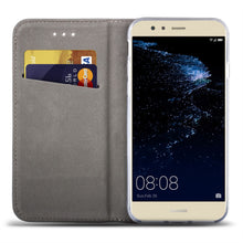 Ladda upp bild till gallerivisning, Moozy Case Flip Cover for Huawei P10 Lite, Dark Blue - Smart Magnetic Flip Case with Card Holder and Stand