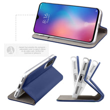 Lade das Bild in den Galerie-Viewer, Moozy Case Flip Cover for Xiaomi Mi 9 SE, Dark Blue - Smart Magnetic Flip Case with Card Holder and Stand