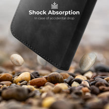 Ladda upp bild till gallerivisning, Moozy Marble Black Flip Case for iPhone X, iPhone XS - Flip Cover Magnetic Flip Folio Retro Wallet Case with Card Holder and Stand, Credit Card Slots, Kickstand Function