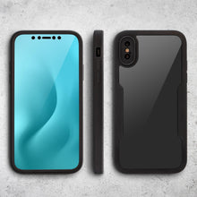 Ladda upp bild till gallerivisning, Moozy 360 Case for iPhone X / iPhone XS - Black Rim Transparent Case, Full Body Double-sided Protection, Cover with Built-in Screen Protector