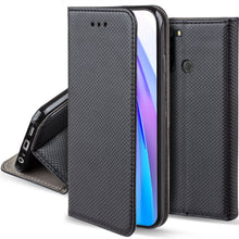 Załaduj obraz do przeglądarki galerii, Moozy Case Flip Cover for Xiaomi Redmi Note 8T, Black - Smart Magnetic Flip Case with Card Holder and Stand
