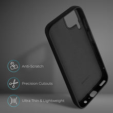 Charger l'image dans la galerie, Moozy Lifestyle. Silicone Case for Samsung A22 4G, Black - Liquid Silicone Lightweight Cover with Matte Finish and Soft Microfiber Lining, Premium Silicone Case