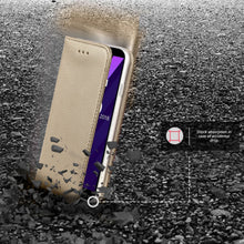 Ladda upp bild till gallerivisning, Moozy Case Flip Cover for Huawei Y6 2018, Gold - Smart Magnetic Flip Case with Card Holder and Stand