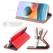 Load image into Gallery viewer, Moozy Case Flip Cover for Xiaomi Redmi Note 10 Pro and Redmi Note 10 Pro Max, Red - Smart Magnetic Flip Case Flip Folio Wallet Case