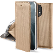 Load image into Gallery viewer, Moozy Case Flip Cover for Xiaomi Mi 11, Gold - Smart Magnetic Flip Case Flip Folio Wallet Case with Card Holder and Stand, Credit Card Slots10,99