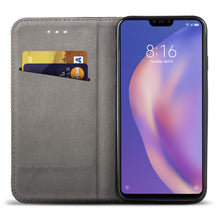 Load image into Gallery viewer, Moozy Case Flip Cover for Xiaomi Mi 8 Lite, Black - Smart Magnetic Flip Case with Card Holder and Stand