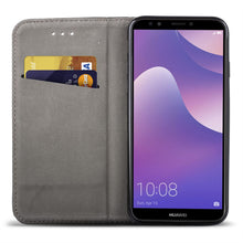 Ladda upp bild till gallerivisning, Moozy Case Flip Cover for Huawei Y7 Prime 2018, Huawei Nova 2 Lite, Black - Smart Magnetic Flip Case with Card Holder and Stand