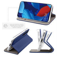 Ladda upp bild till gallerivisning, Moozy Case Flip Cover for Huawei Nova 5T and Honor 20, Dark Blue - Smart Magnetic Flip Case with Card Holder and Stand