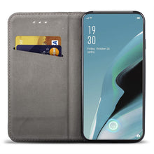Load image into Gallery viewer, Moozy Case Flip Cover for Oppo Reno2 Z, Black - Smart Magnetic Flip Case with Card Holder and Stand