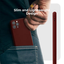 Load image into Gallery viewer, Moozy Minimalist Series Silicone Case for iPhone 13 Pro, Wine Red - Matte Finish Lightweight Mobile Phone Case Slim Soft Protective