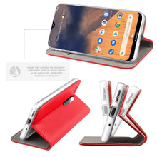 Load image into Gallery viewer, Moozy Case Flip Cover for Nokia 2.3, Red - Smart Magnetic Flip Case with Card Holder and Stand