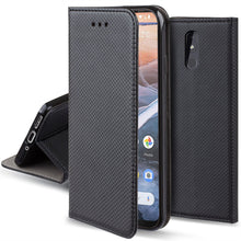 Load image into Gallery viewer, Moozy Case Flip Cover for Nokia 3.2, Black - Smart Magnetic Flip Case with Card Holder and Stand