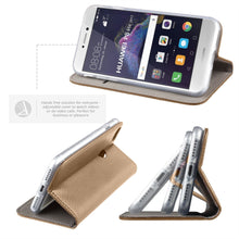 Ladda upp bild till gallerivisning, Moozy Case Flip Cover for Huawei P8 Lite 2017, Gold - Smart Magnetic Flip Case with Card Holder and Stand