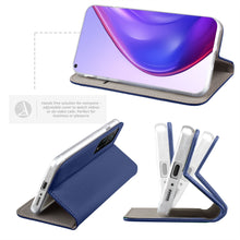 Load image into Gallery viewer, Moozy Case Flip Cover for Xiaomi Mi 10T 5G and Mi 10T Pro 5G, Dark Blue - Smart Magnetic Flip Case with Card Holder and Stand