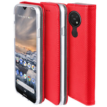 Load image into Gallery viewer, Moozy Case Flip Cover for Nokia 7.2, Nokia 6.2, Red - Smart Magnetic Flip Case with Card Holder and Stand