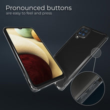 Ladda upp bild till gallerivisning, Moozy Xframe Shockproof Case for Samsung A12 - Black Rim Transparent Case, Double Colour Clear Hybrid Cover with Shock Absorbing TPU Rim