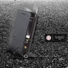 Cargar imagen en el visor de la galería, Moozy Case Flip Cover for Huawei P8 Lite 2017, Black - Smart Magnetic Flip Case with Card Holder and Stand