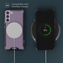 Ladda upp bild till gallerivisning, Moozy Xframe Shockproof Case for Samsung S21 FE - Black Rim Transparent Case, Double Colour Clear Hybrid Cover with Shock Absorbing TPU Rim