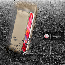 Załaduj obraz do przeglądarki galerii, Moozy Case Flip Cover for Xiaomi Redmi Note 8 Pro, Gold - Smart Magnetic Flip Case with Card Holder and Stand