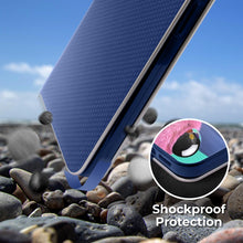 Ladda upp bild till gallerivisning, Moozy Wallet Case for Samsung A51, Dark Blue Carbon – Metallic Edge Protection Magnetic Closure Flip Cover with Card Holder