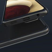 Ladda upp bild till gallerivisning, Moozy Xframe Shockproof Case for Samsung A12 - Black Rim Transparent Case, Double Colour Clear Hybrid Cover with Shock Absorbing TPU Rim