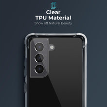 Załaduj obraz do przeglądarki galerii, Moozy Shockproof Silicone Case for Samsung S21 5G and 4G - Transparent Case with Shock Absorbing 3D Corners Crystal Clear Protective Phone Case Soft TPU Silicone Cover