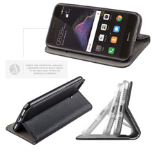 Cargar imagen en el visor de la galería, Moozy Case Flip Cover for Huawei P8 Lite 2017, Black - Smart Magnetic Flip Case with Card Holder and Stand