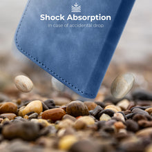 Ladda upp bild till gallerivisning, Moozy Marble Blue Flip Case for iPhone X, iPhone XS - Flip Cover Magnetic Flip Folio Retro Wallet Case with Card Holder and Stand, Credit Card Slots, Kickstand Function