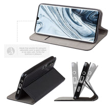 Carica l'immagine nel visualizzatore di Gallery, Moozy Case Flip Cover for Xiaomi Mi Note 10, Xiaomi Mi Note 10 Pro, Black - Smart Magnetic Flip Case with Card Holder and Stand