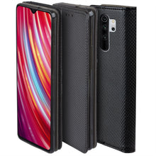 Carica l'immagine nel visualizzatore di Gallery, Moozy Case Flip Cover for Xiaomi Redmi Note 8 Pro, Black - Smart Magnetic Flip Case with Card Holder and Stand