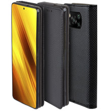 Charger l'image dans la galerie, Moozy Case Flip Cover for Xiaomi Poco X3 NFC, Black - Smart Magnetic Flip Case with Card Holder and Stand