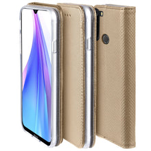 Load image into Gallery viewer, Moozy Case Flip Cover for Xiaomi Redmi Note 8T, Gold - Smart Magnetic Flip Case with Card Holder and Stand