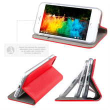 Load image into Gallery viewer, Moozy Case Flip Cover for iPhone SE, iPhone 5s, Red - Smart Magnetic Flip Case with Card Holder and Stand
