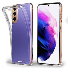 Load image into Gallery viewer, Moozy Xframe Shockproof Case for Samsung S21 5G and 4G - Transparent Rim Case, Double Colour Clear Hybrid Cover with Shock Absorbing TPU Rim