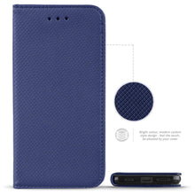 Lade das Bild in den Galerie-Viewer, Moozy Case Flip Cover for iPhone 13 Mini, Dark Blue - Smart Magnetic Flip Case Flip Folio Wallet Case with Card Holder and Stand, Credit Card Slots