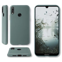 Afbeelding in Gallery-weergave laden, Moozy Minimalist Series Silicone Case for Huawei Y7 2019, Blue Grey - Matte Finish Slim Soft TPU Cover