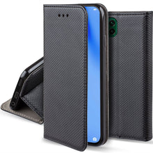 Ladda upp bild till gallerivisning, Moozy Case Flip Cover for Huawei P40 Lite, Black - Smart Magnetic Flip Case with Card Holder and Stand