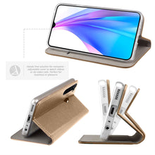 Load image into Gallery viewer, Moozy Case Flip Cover for Xiaomi Redmi Note 8T, Gold - Smart Magnetic Flip Case with Card Holder and Stand