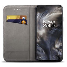 Charger l'image dans la galerie, Moozy Case Flip Cover for OnePlus Nord, Black - Smart Magnetic Flip Case with Card Holder and Stand