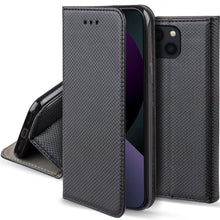 Lade das Bild in den Galerie-Viewer, Moozy Case Flip Cover for iPhone 13 Mini, Black - Smart Magnetic Flip Case Flip Folio Wallet Case with Card Holder and Stand, Credit Card Slots10,99