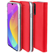 Load image into Gallery viewer, Moozy Case Flip Cover for Xiaomi Mi 9 Lite, Mi A3 Lite, Red - Smart Magnetic Flip Case with Card Holder and Stand