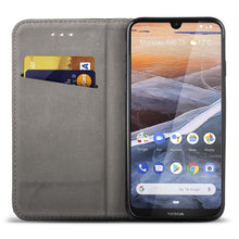 Load image into Gallery viewer, Moozy Case Flip Cover for Nokia 3.2, Black - Smart Magnetic Flip Case with Card Holder and Stand