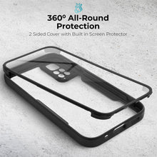 Load image into Gallery viewer, Moozy 360 Case for Xiaomi Redmi Note 11 and 11S - Black Rim Transparent Case, Full Body Double-sided Protection, Cover with Built-in Screen Protector